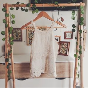 Cream Crochet Halter Tank Top - Size Small